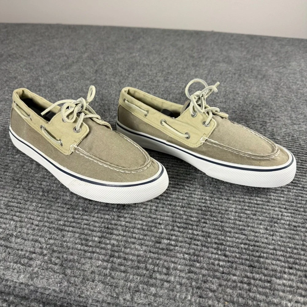 Sperry Top-Sider Bahama II Mens 8.5 Tan Khaki Canvas Boat Shoe Sneaker STS22019